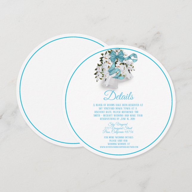 Elegant Magnolia Round Bröllop Klockor Inbjudningar (Fram/baksida)