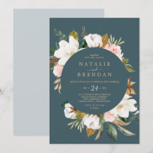 Elegant Magnolia | Teal and White Avslappnad Bröll