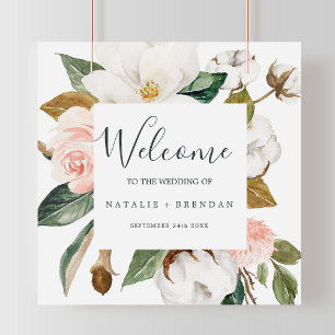 Elegant Magnolia Vit och Välkomsthälsning Bröll Poster