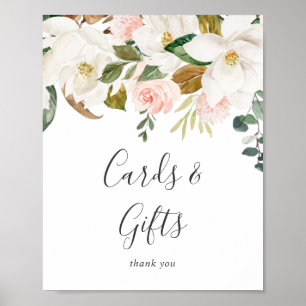 Elegant Magnolia Vita Kort och Presentkort Poster