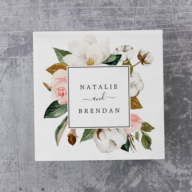 Elegant Magnolia | Vita och  Bröllop Pappersservett (Skapare uppladdad)