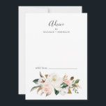 Elegant Magnolia | Vita och  Bröllop Rådkort<br><div class="desc">Det här elegant magnolienvita och bröllop-rådgivningskortet är perfekt för ett modernt bröllop-klasscertifikat och kan användas för alla evenemang. Den mjuka blommigten har vattenfärgade rosor, förbluffande vita magnoliska blommor och bomull med guld och grönt löv i en lyxig arrangemang. Dessa rådgivningskort kan användas som ett alternativ till en gästbok för bröllopsmottagning,...</div>