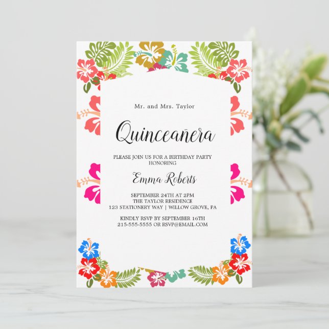 Elegant Magnolia | Vita och  Quinceañera Inbjudningar (Stående Fram)