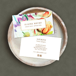 Elegant Magnolia Watercolor Blommigt Affärskort Visitkort