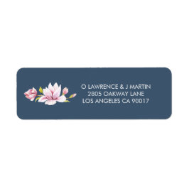 Elegant Magnolia Watercolor Blommigt Returadress Etikett