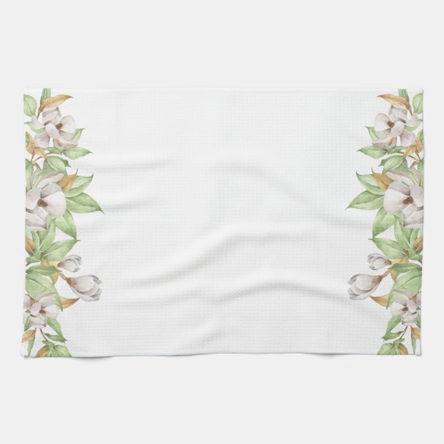 Elegant Magnolia Watercolor Kitchen Towel Kökshandduk (Horisontell)