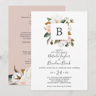 Elegant Magnolia White & allt på ett Bröllop Inbjudningar