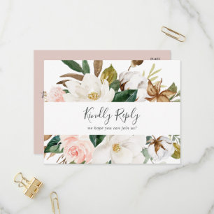 Elegant Magnolia White Sång Request OSA Postcard Inbjudan Vykort