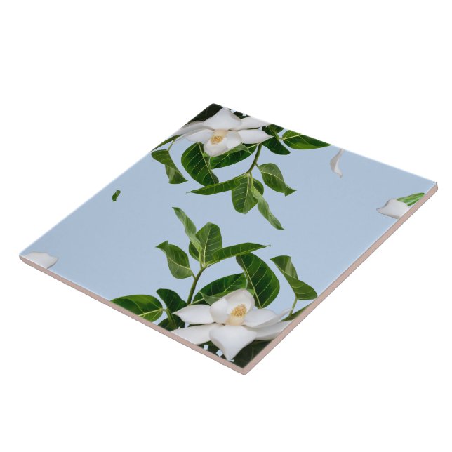 Elegant Magnoliablom Dekorativ Keramisk Platta Kakelplatta (Sidan)