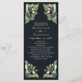 Elegant Magpie Art nouveau Bröllopsprogram Program