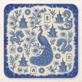 Elegant Mahjong Toile Paper Coaster Set Underlägg Papper Kvadrat