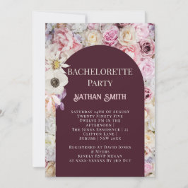 Elegant Mahogany Blommigt Arch Summer Bachelorette Inbjudningar