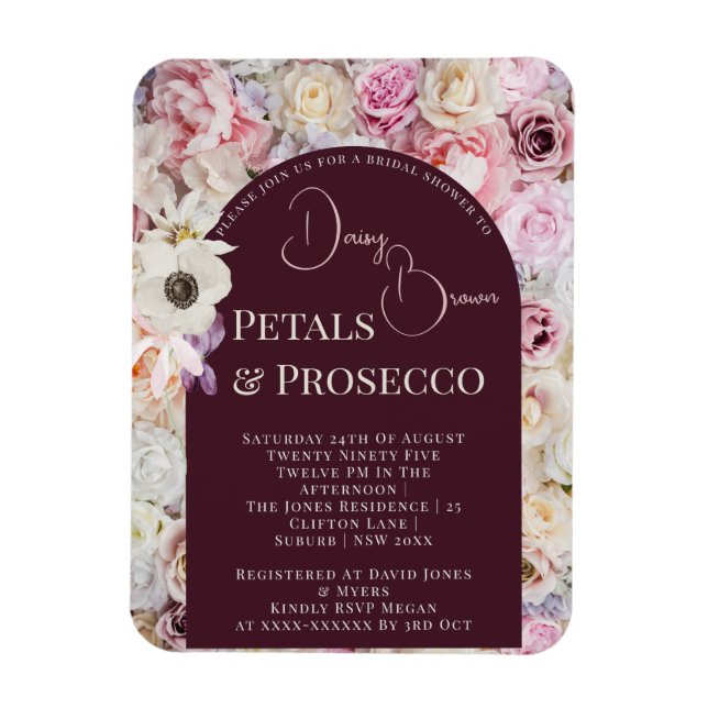 Elegant Mahogany Blommigt Arch Summer Möhippa Magnet (Vertikal)