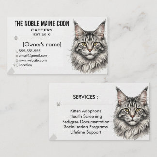 Elegant Maine Coon Cattery Business Card  Visitkort