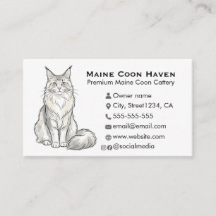 Elegant Maine Coon Cattery Custom Visitkort