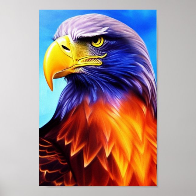 Elegant, Majestic Eagle Rainbow Digital Art Poster (Framsidan)
