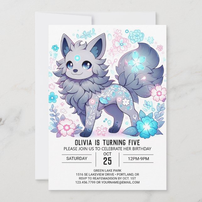 Elegant Majestic Varg Digital Birthday Inbjudningar (Framsida)