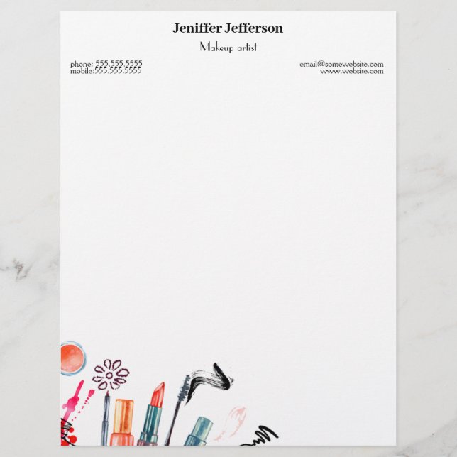 Elegant makeup artist letterhead brevhuvud (Framsida)