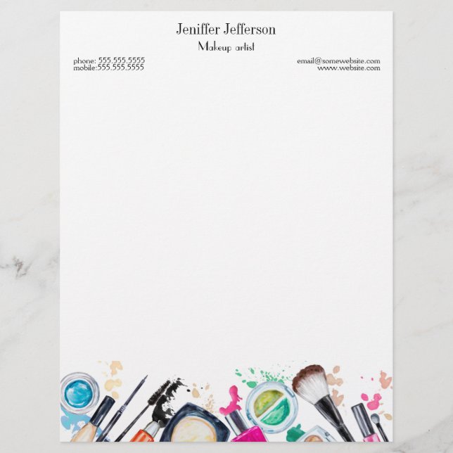 Elegant makeup artist letterhead brevhuvud (Framsida)