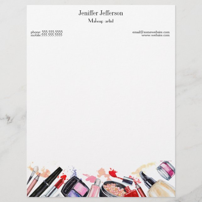 Elegant makeup artist letterhead brevhuvud (Framsida)