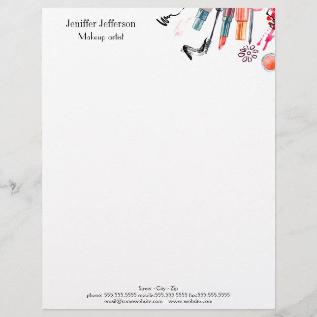 Elegant makeup artist letterhead brevhuvud (Framsida)