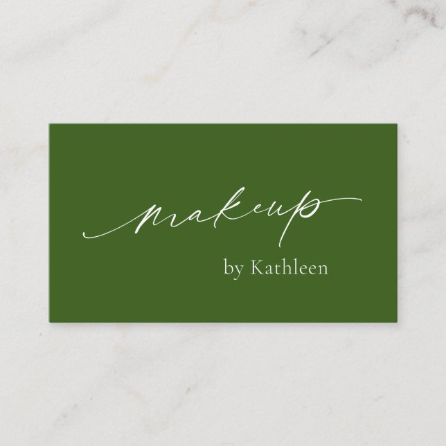 Elegant Makeup Artist Oliv grönt Modern Visitkort (Framsida)