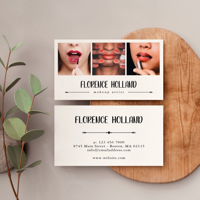 Elegant Makeup Artist Photo Collage Visitkort (Skapare uppladdad)