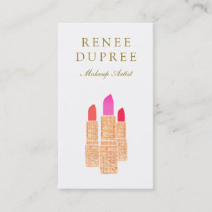 Elegant Makeup Artist Ro Guld Lipsticks Visitkort