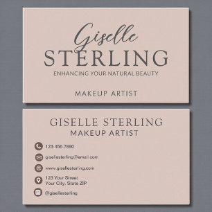 Elegant Makeup Artist Rosa Script Visitkort
