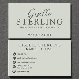 Elegant Makeup Artist Sage Grönt Modern skript Visitkort