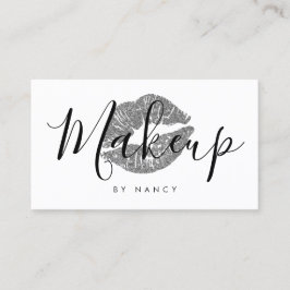 Elegant Makeup Typography Black Glitter Läppar Visitkort