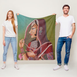 Elegant Måla en kvinna i Sari Sherpa Blank Fleecefilt