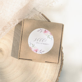 Elegant Målad Blommigt Överlägsen Födelsedagsfest Runt Klistermärke