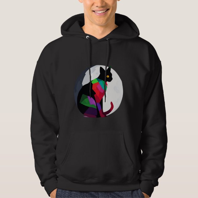 Elegant Målad Katt Hoodie (Framsida)