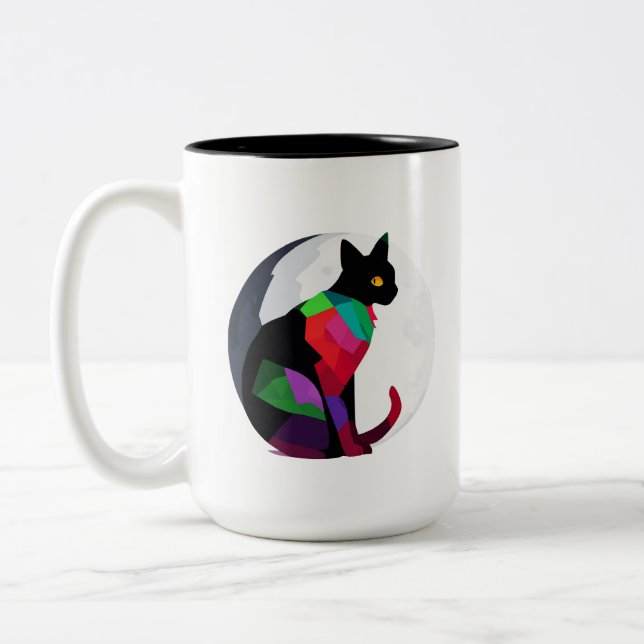 Elegant Målad Katt Två-Tonad Mugg (Vänster)