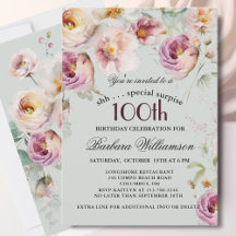 Elegant Målade Blommor Överraskning 100-årsdag