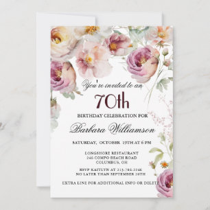 Elegant Målade Blommotiv 70-årsfirande Inbjudningar