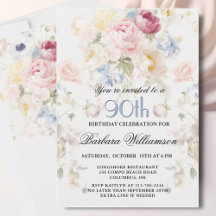 Elegant Målade Blush Rosa Blommor 90-årsdag
