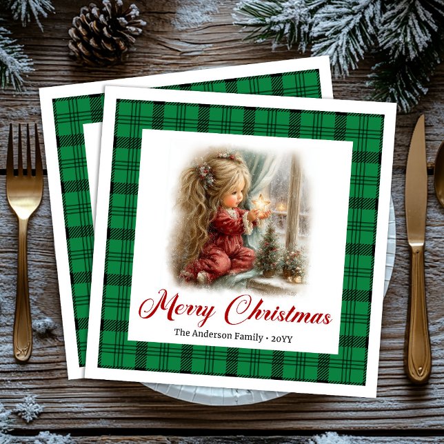 Elegant målade illustration Vinterscen servetter (Elegant Painted Illustration Winter Scene Napkins)
