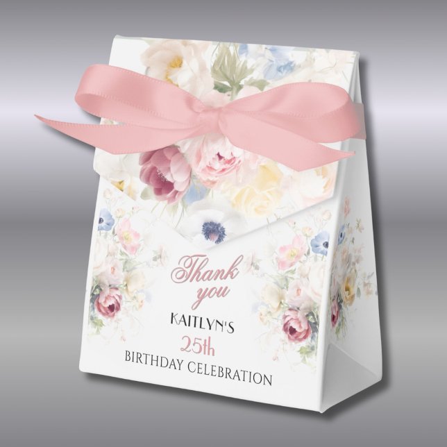 Elegant Målade Rosa Flora 25-årsdag  Presentaskar (Skapare uppladdad)