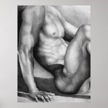 Elegant Male-nude Hand plockade Teckning Wall Art