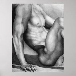 Elegant Male-nude Hand plockade Teckning Wall Art Poster