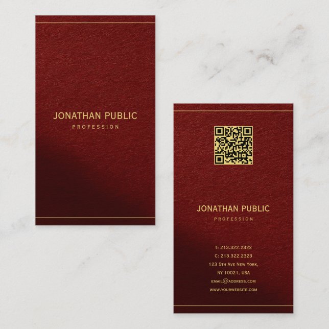 Elegant mallguldtext med QR-kod Lyxig Visitkort (Fram/baksida)