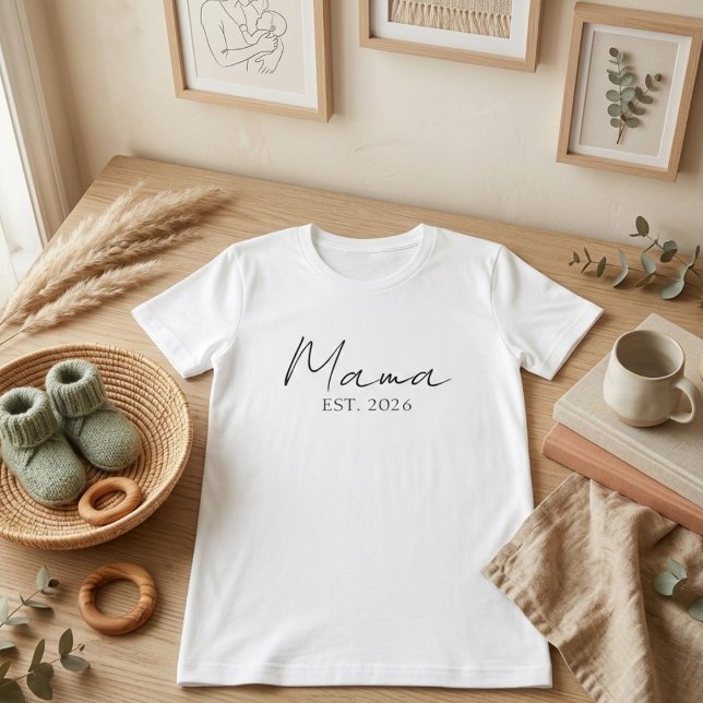 Elegant Mama Est Year Modern Identity Design T Shirt (Skapare uppladdad)
