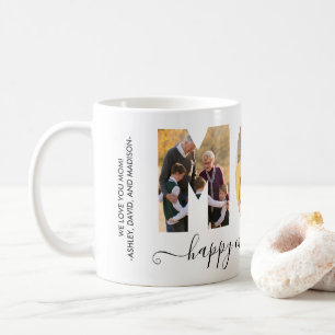 Elegant MAMMA 3 Photo Collage Lycklig Mors dag Kaffemugg