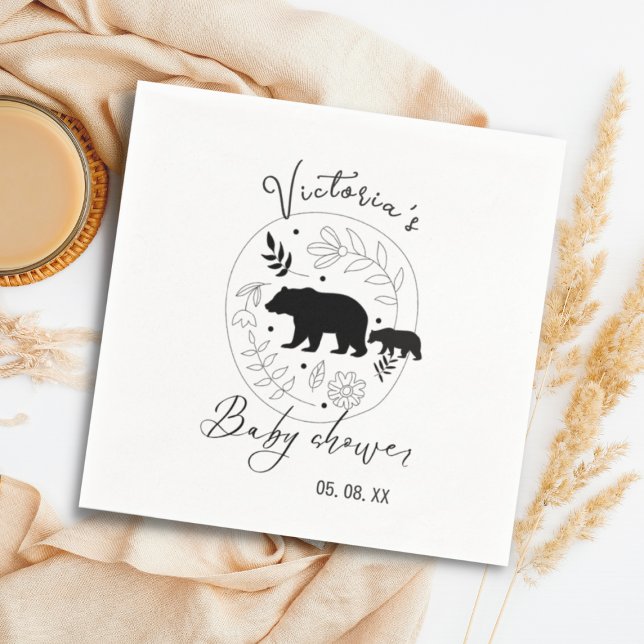 Elegant Mamma Bear Simple Baby Shower Pappersservett (Skapare uppladdad)
