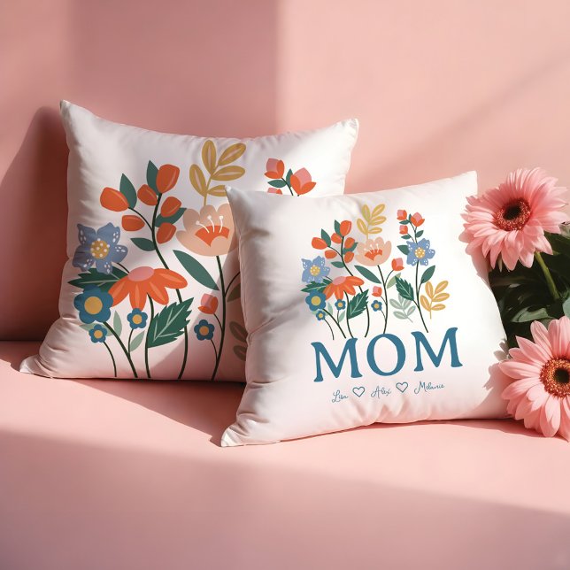 Elegant Mamma Blommigt Flowers Personlig Kudde (Elegant Mom Floral Flowers Personalized Throw Pillow)