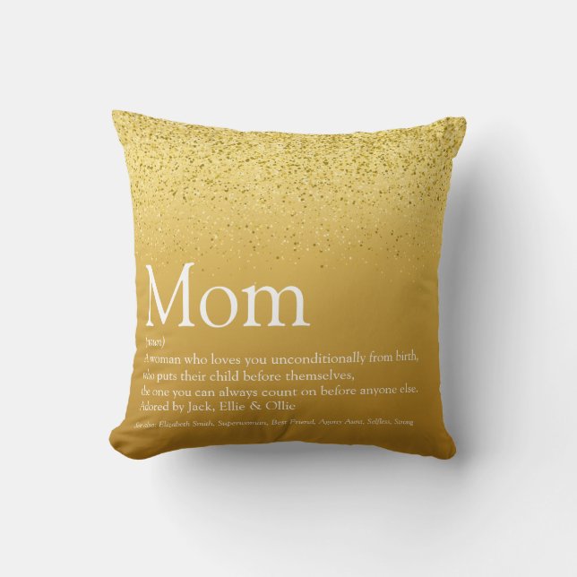 Elegant Mamma Definition Citat Guld Glitter Modern Kudde (Framsida)