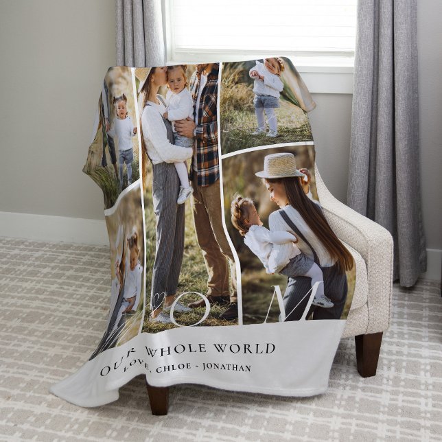 Elegant Mamma Foto Collage Morsdagspresent Fleecefilt (Elegant Mom Photo Collage Mothers Day keepsake Fleece Blanket)