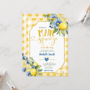 Elegant Mamma Main Squeeze Blue Lemon Baby Shower Inbjudningar